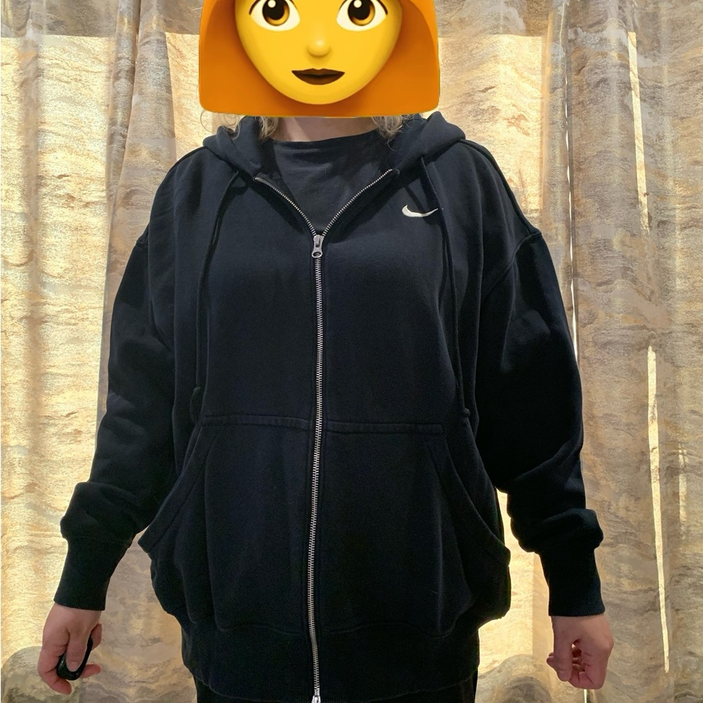 Nike phoenix fleece women’s Black Zip-Up Hoodie with Logo size large